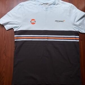 New without Tags Men's Large McLaren F1 Gulf Core Printed Men's Shirt - Blue